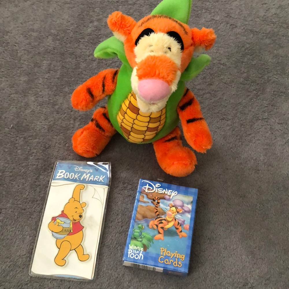 Winnie the Pooh Fall Corn Tigger Stiffed Animal, Playing Cards, Bookmark Bundle
